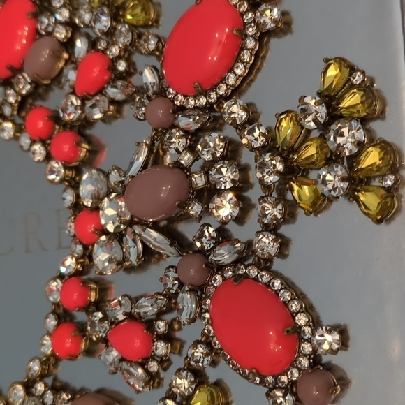 J crew Color Stone Floral Bloom Crystal Net Bib Necklace Princess Diana - Picture 2 of 9